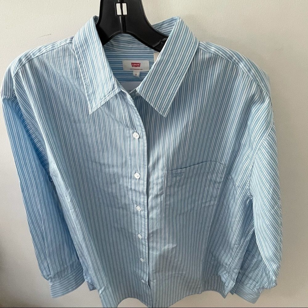 Levi’s Sz S The Dad Shirt Blue Striped NWT